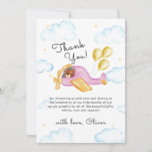 Pilot Teddy Bear Balloon Airplane Baby Shower  Bedankkaart (Voorkant)
