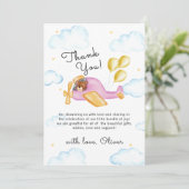 Pilot Teddy Bear Balloon Airplane Baby Shower  Bedankkaart (Staand voorkant)