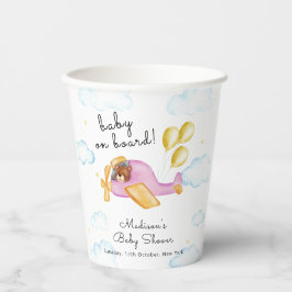 Pilot Teddy Bear Balloon Airplane Baby Shower  Papieren Bekers