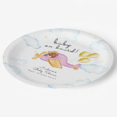 Pilot Teddy Bear Balloon Airplane Baby Shower Papieren Bordje (Gekanteld)