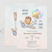 Pilot Teddy Bear Birthday Invitation Kaart (Voorkant / Achterkant)