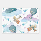 Pilot Teddy Bear Verjaardag gepersonaliseerd Inpakpapier Vel (Voorkant)