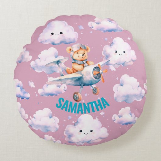 Pilot Teddy Pillow Rond Kussen (Voorkant)