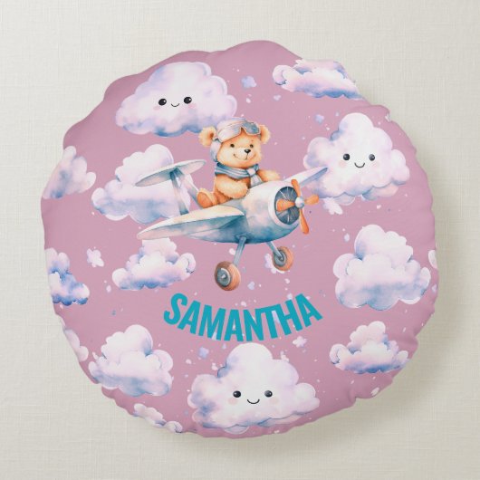 Pilot Teddy Pillow Rond Kussen (Achterkant)