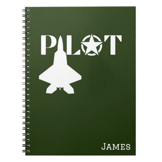 Pilot Typografie & Militair vliegtuig, minimalisti Notitieboek (Voorkant)