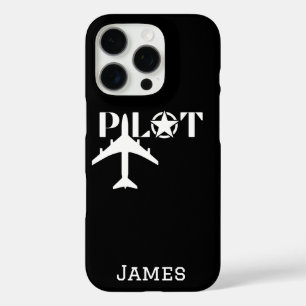 Pilot Typografie & Minimaal Vliegtuig Personaliser iPhone 16 Pro Hoesje