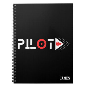 Pilot Typografie & Straalvliegtuig, Minimalistisch Notitieboek