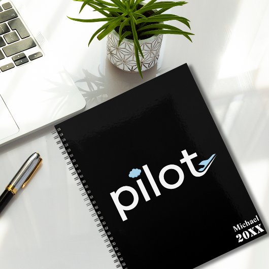 'Pilot' Typografie, Vliegtuig & Foto, Monogrammed Planner