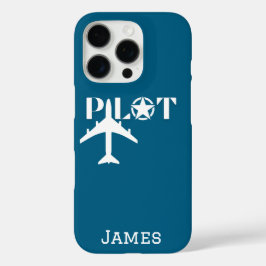 Pilot Typografie & Vliegtuig Minimalist Personalis iPhone 16 Pro Hoesje
