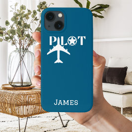 Pilot Typografie & Vliegtuig Minimalist Personalis Case-Mate iPhone Case