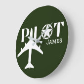 Pilot Typografie & Vliegtuig Minimalist Personalis Grote Klok (Hoek)