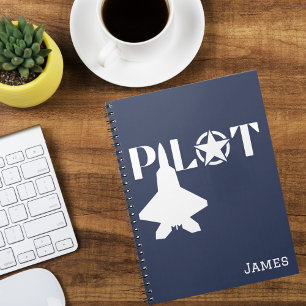 Pilot Typografie & Vliegtuig,Minimalistisch,Aangep Notitieboek
