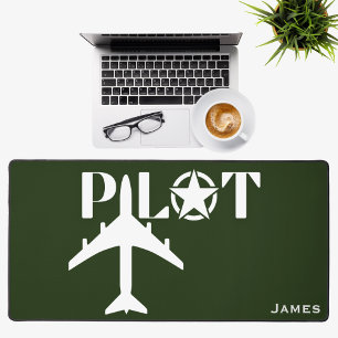 Pilot Typografie & Vliegtuig Minimalistisch Gepers Bureaumat