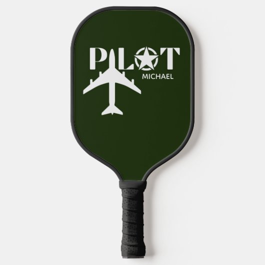 Pilot Typography & Airplane Funny Personalized Pickleball Paddle (Voorkant)