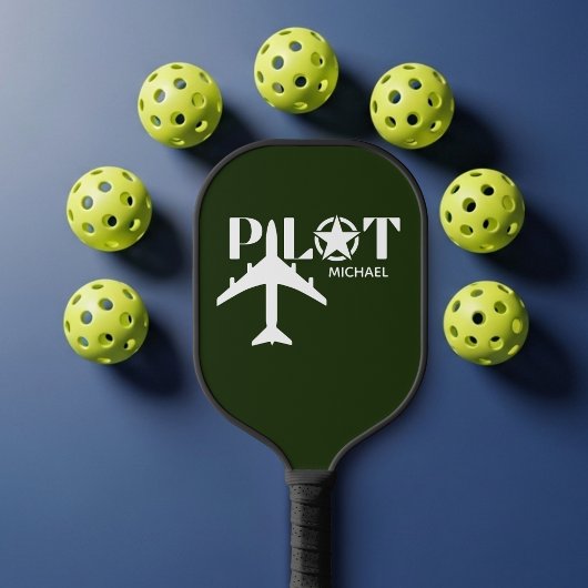 Pilot Typography & Airplane Funny Personalized Pickleball Paddle