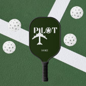 Pilot Typography & Airplane Funny Personalized Pickleball Paddle