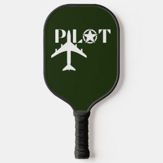 Pilot Typography & Airplane Minimalist Personalize Pickleball Paddle