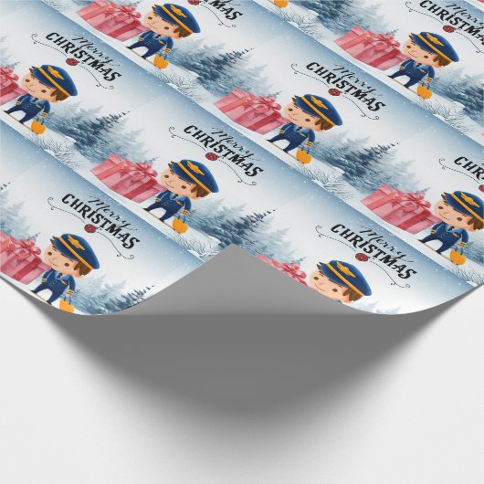 Pilot Uniform met Kerstmis thema Cadeaupapier (Hoek)