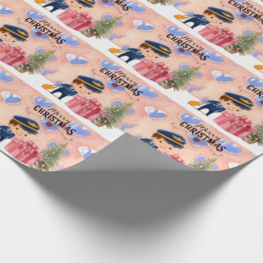 Pilot Uniform met Kerstmis thema Cadeaupapier (Hoek)