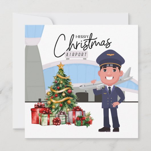 Pilot Uniform met Kerstmis thema Feestdagenkaart (Voorkant)