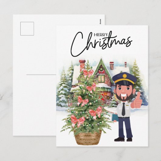 Pilot Uniform met Kerstmis thema Feestdagenkaart (Voorkant / Achterkant)