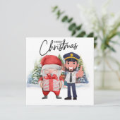 Pilot Uniform met Kerstmis thema Feestdagenkaart (Staand voorkant)