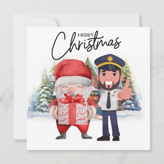 Pilot Uniform met Kerstmis thema Feestdagenkaart (Voorkant)