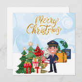 Pilot Uniform met Kerstmis thema Feestdagenkaart (Voorkant / Achterkant)