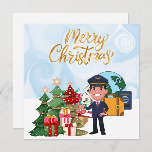 Pilot Uniform met Kerstmis thema Feestdagenkaart (Voorkant / Achterkant)