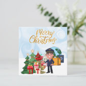 Pilot Uniform met Kerstmis thema Feestdagenkaart (Staand voorkant)