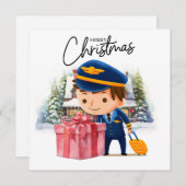 Pilot Uniform met Kerstmis thema Feestdagenkaart (Voorkant / Achterkant)