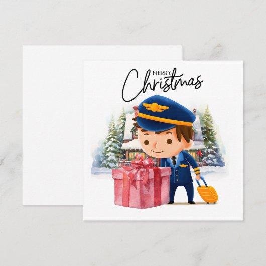 Pilot Uniform met Kerstmis thema Feestdagenkaart (Voorkant / Achterkant)