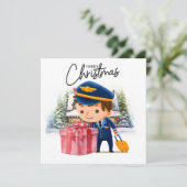 Pilot Uniform met Kerstmis thema Feestdagenkaart (Staand voorkant)