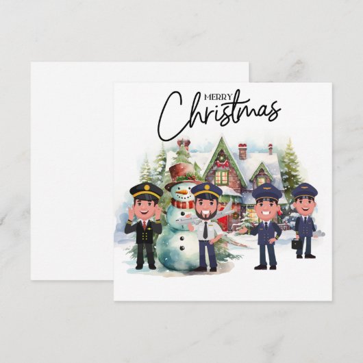 Pilot Uniform met Kerstmis thema Feestdagenkaart (Voorkant / Achterkant)
