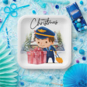 Pilot Uniform met Kerstmis thema Papieren Bordje (Feest)