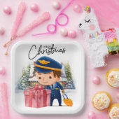 Pilot Uniform met Kerstmis thema Papieren Bordje (Feest)