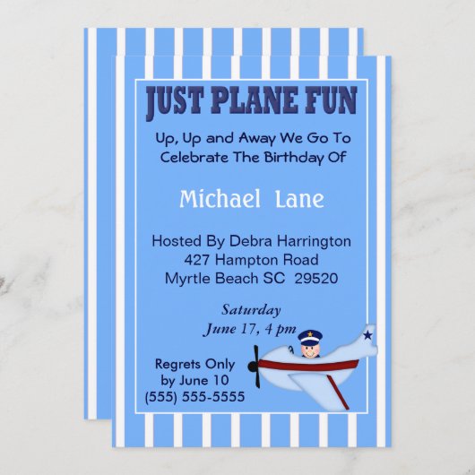 Pilot verjaardagsuitnodiging kaart (Voorkant / Achterkant)