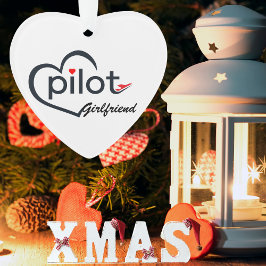 Pilot Vriendin Typografie & Vliegtuig, Personalise Ornament