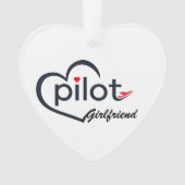 Pilot Vriendin Typografie & Vliegtuig, Personalise Ornament (voorkant)