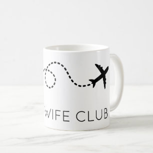 PILOT VROUW CLUB Vliegend Vliegtuig Modern Zwart W Koffiemok