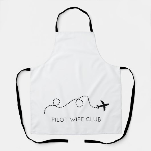 PILOT VROUW CLUB Vliegend Vliegtuig Modern Zwart W Schort (Voorkant)