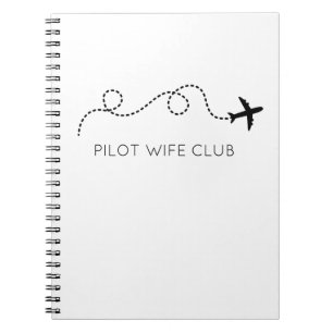 PILOT VROUW CLUB Vliegend Vliegtuig Zwart Wit Notitieboek