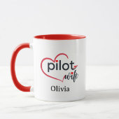 Pilot Wife Heart Airplane Romantic Custom Birthday Mok (Links)