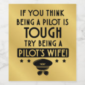 Pilot Wife Humor Funny Wine Label Wijn Etiket (Enkel label)