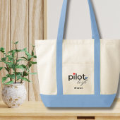 Pilot Wife Script Heart Airplane Simple Custom Tote Bag