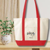 Pilot Wife Script Heart Airplane Simple Custom Tote Bag