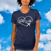 Pilot Wife White Looped Heart met Plane Navy T-Sh T-shirt