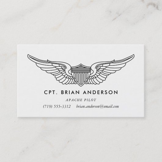 Pilot Wings Army Aviator Visitekaartje (Voorkant)