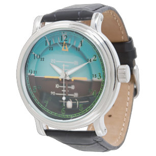 Piloten Altimeter Black Leather Watch Horloge
