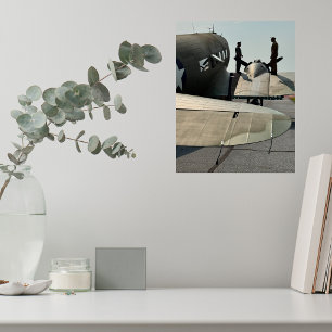 Piloten en vintage-vliegtuigfoto Cool luchtvaart Poster